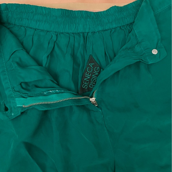 Emerald Green Silk Free People High Waisted Shorts - Picture 3 of 4